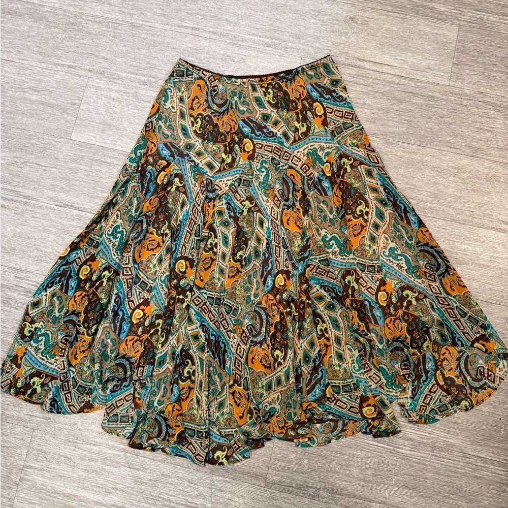 Newsworthy Vintage Y2K Multicolored Fairy Boho Flowy Women's Midi Skirt